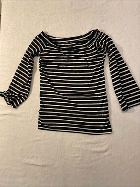 ZJCT Black White Striped Boatneck Long Sleeve XL